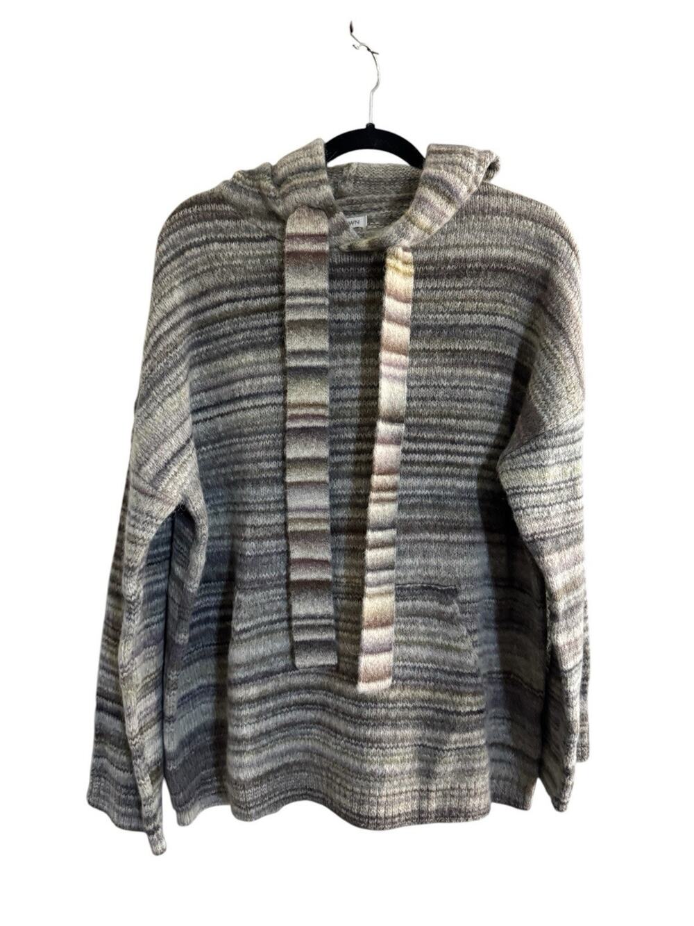 Outerknown Women's Small Alpaca Blend Gray Pullover Hooded Knit Sweater #NE289
